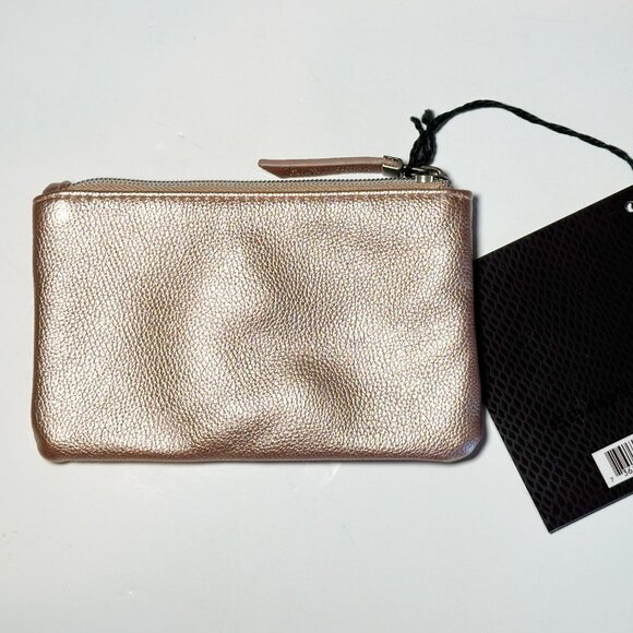 Laura Mercier Rose Gold Metallic Lined Cosmetic Bag Zipper Pouch - Picture 2 of 8